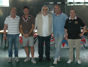 Gli organizzatori del torneo: i Capi Sestieri ed i Consoli di Porta Romana e Porta Tufilla con il Segretario dell'Ente Quintana.
