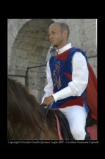 Emanuele Capriotti al sestiere prima del corteo della Quintana.