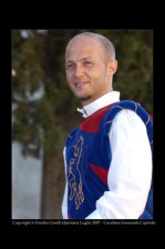 Emanuele Capriotti durante il corteo della Quintana.