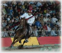 Il cavaliere Emanuele Capriotti durante la giostra di Luglio 2006