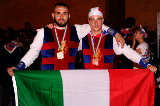 Matteo Manfroni e Luca Tulli festeggiano il titolo di Campioni d'Italia 2014.
