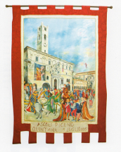 Palio dell'autore Marisa Calisti vinto nella Quintana di Luglio 2005 dall'Ascolano di Castignano Emanuele Capriotti (su Atlanda).