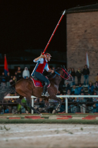 Il&nbsp;cavaliere&nbsp;Lorenzo&nbsp;Melosso&nbsp;del&nbsp;Sestiere&nbsp;Porta&nbsp;Romana&nbsp;in&nbsp;sella&nbsp;a&nbsp;Tago&nbsp;Island&nbsp;dopo&nbsp;aver&nbsp;colpito&nbsp;il&nbsp;1�&nbsp;bersaglio&nbsp;della&nbsp;4^&nbsp;tornata&nbsp;di&nbsp;spareggio.
