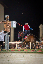 Il&nbsp;cavaliere&nbsp;Lorenzo&nbsp;Melosso&nbsp;del&nbsp;Sestiere&nbsp;Porta&nbsp;Romana&nbsp;in&nbsp;sella&nbsp;a&nbsp;Tago&nbsp;Island&nbsp;al&nbsp;2�&nbsp;bersaglio&nbsp;della&nbsp;1^&nbsp;tornata.