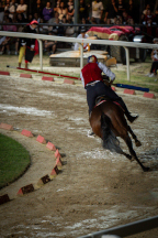 Il&nbsp;cavaliere&nbsp;Lorenzo&nbsp;Melosso&nbsp;del&nbsp;Sestiere&nbsp;Porta&nbsp;Romana&nbsp;in&nbsp;sella&nbsp;a&nbsp;Tago&nbsp;Island&nbsp;alla&nbsp;curva&nbsp;del&nbsp;Cassero&nbsp;durante&nbsp;la&nbsp;2^&nbsp;tornata.